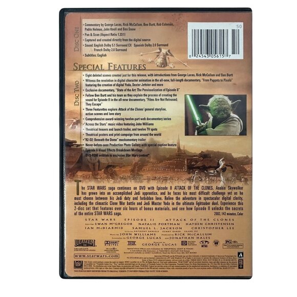 Star Wars Episode II Attack Of The Clones 2002 Full Screen DVD Hayden Christense - Picture 2 of 8